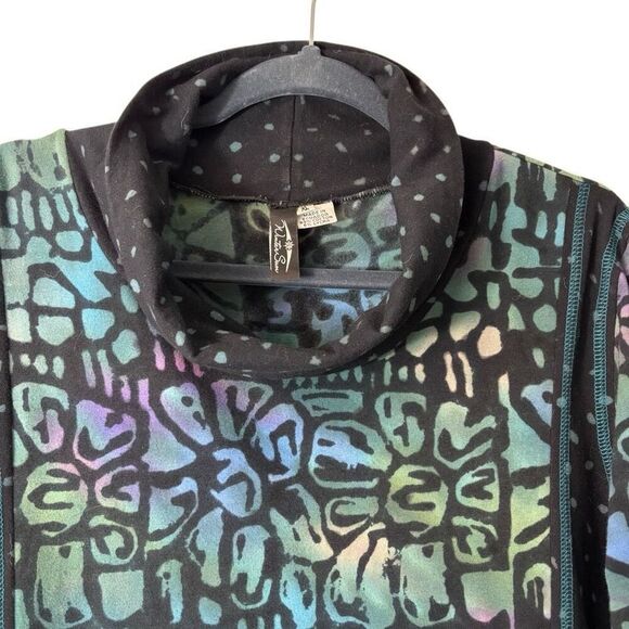 Winter Sun XL artsy mixed print mock neck princess seam tunic dress - Picture 2 of 10